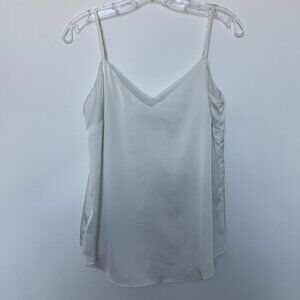 silky white camisole with sheer detail, adjustable straps, XS